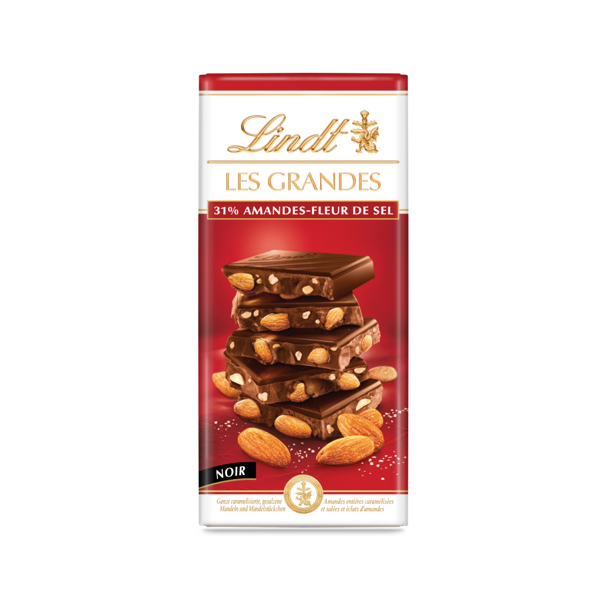 Lindt LES GRANDES Dark 31% Almonds 150g