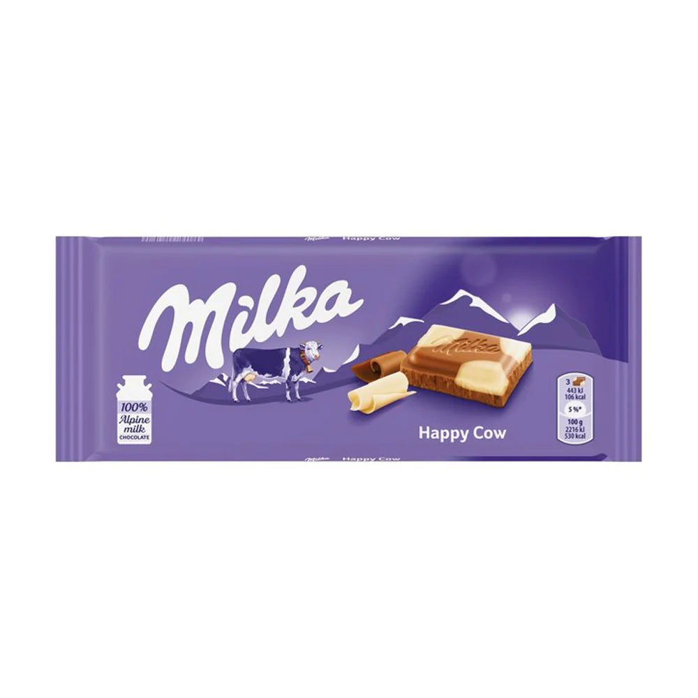 Milka Happy Cow Milk And White Chocolate Bar 100g