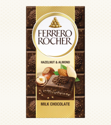 Ferrero Rocher Milk Chocolate Bar With Hazelnut And Almond 90g