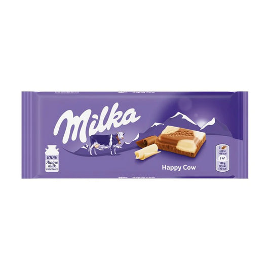 Milka Happy Cow Milk And White Chocolate Bar 100g