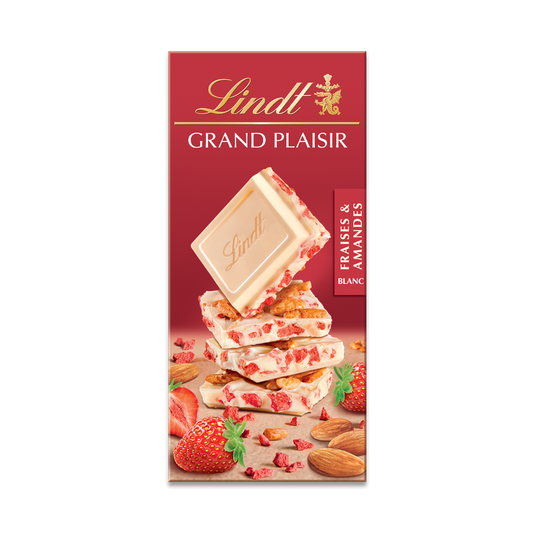 Lindt GRAND PLAISIR White Strawberries & Almonds 150g